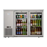 47 in. Commercial Two Glass Door Back Bar Cooler Refrigerator with Side Condenser and Compressor, LED Lighting, 11 Cu. Ft Capacity in Stainless-Steel (KM-BC-2GD-SCSS)
